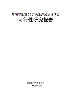 年屠宰生猪20万头生产线建设项目可行性研究报告.doc