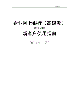 企业网上银行高级版郑州网站建设新客户使用指南.doc