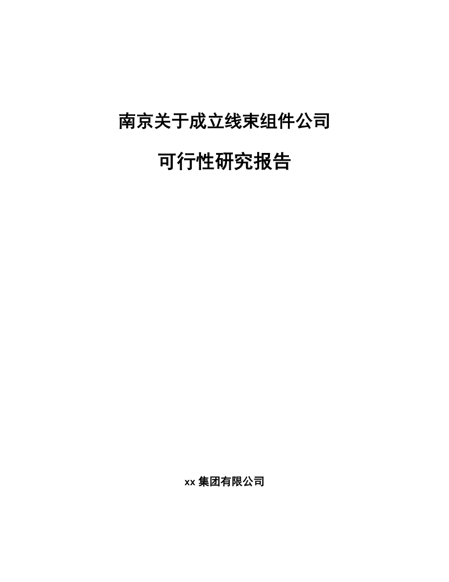 南京关于成立线束组件公司可行性研究报告.docx_第1页