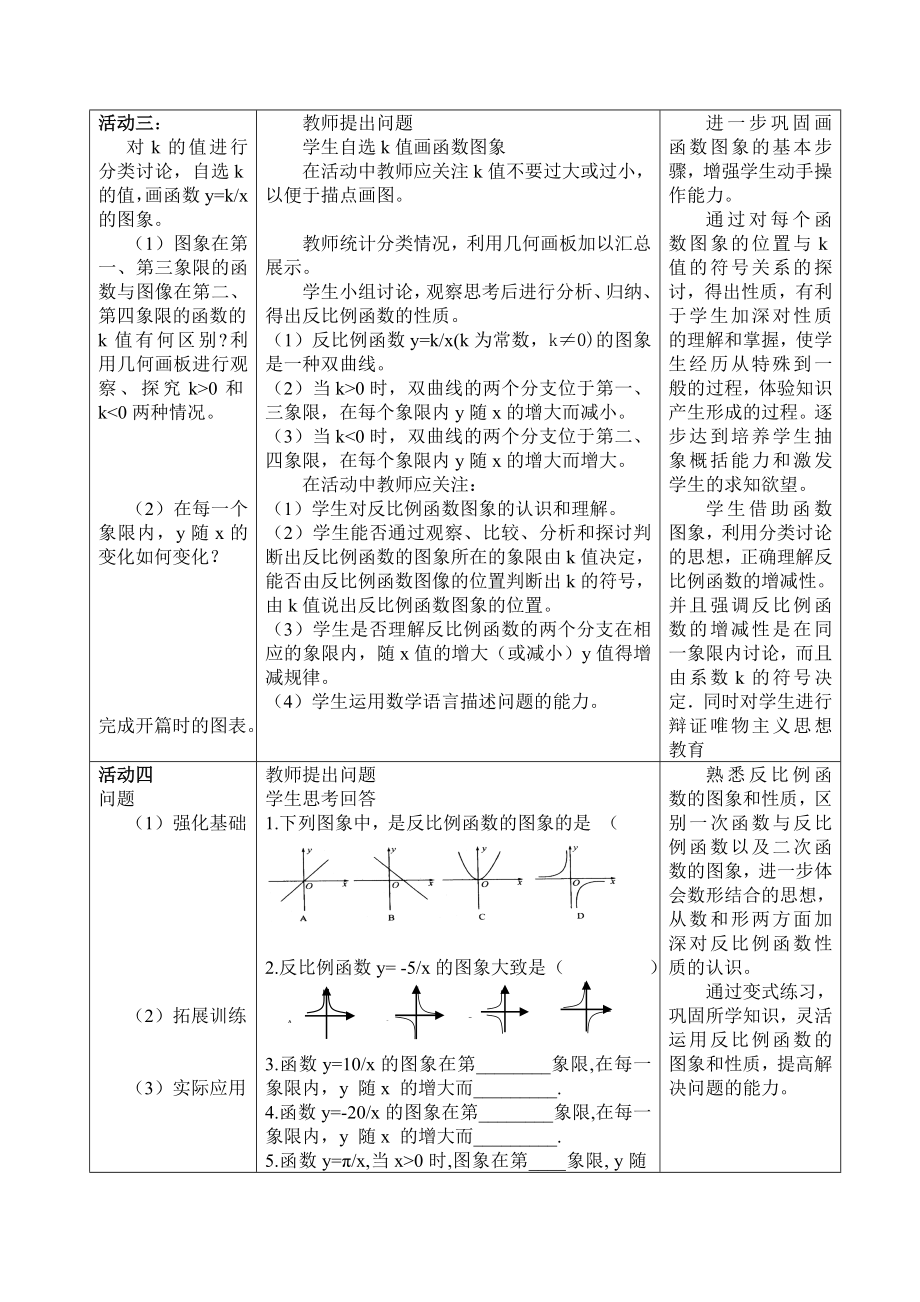 反比例函数的图像和性质教学设计说课稿[精选文档].doc_第3页