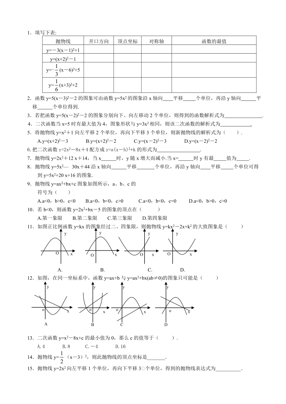 最新二次函数测试练习题汇编.doc_第1页