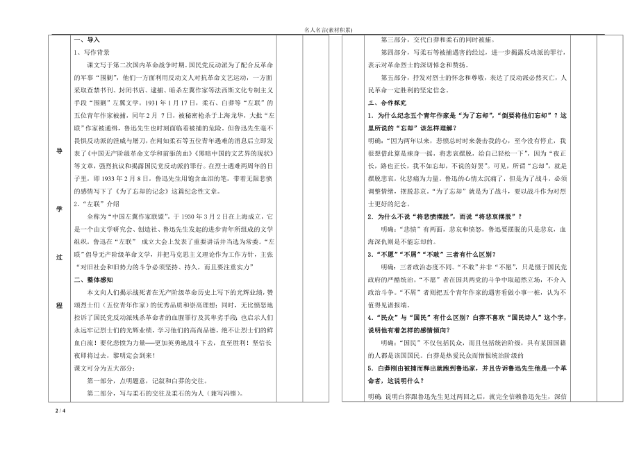 为了忘却的纪念教案[精选文档].doc_第2页