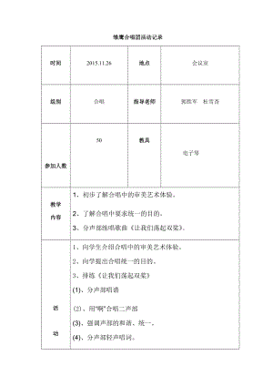 最新辛店镇实验学校雏鹰合唱团活动记录汇编.docx