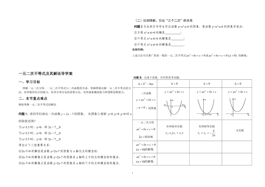 一元二次不等式及其解法导学案22[精选文档].doc_第1页