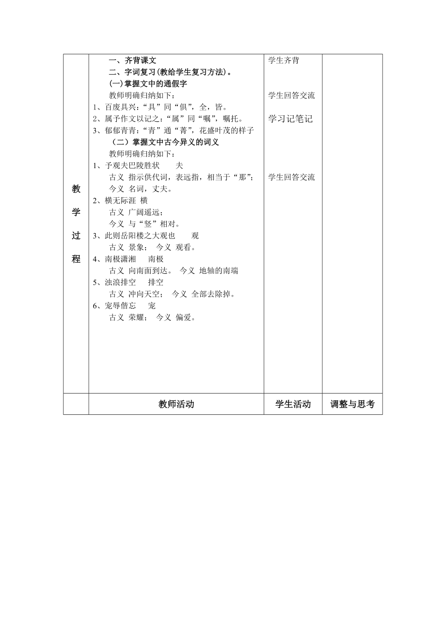 岳阳楼记复习课教学设计[精选文档].doc_第2页