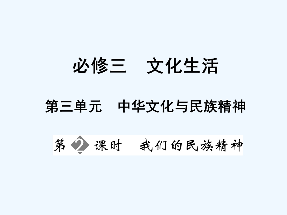 【创新设计】2011届高三政治一轮复习 第三单元 第2课时 我们的民族精神课件 新人教版必修3.ppt_第1页