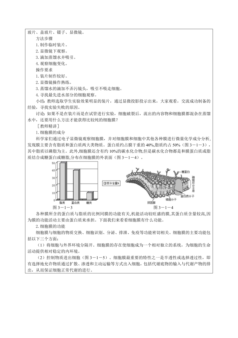 3.1生物细胞膜—系统的边界课时计划朱玉莲[精选文档].doc_第3页