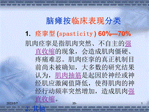 痉挛型脑瘫的康复的支点反馈反馈控制提示触觉与痉挛的关系文档资料.ppt