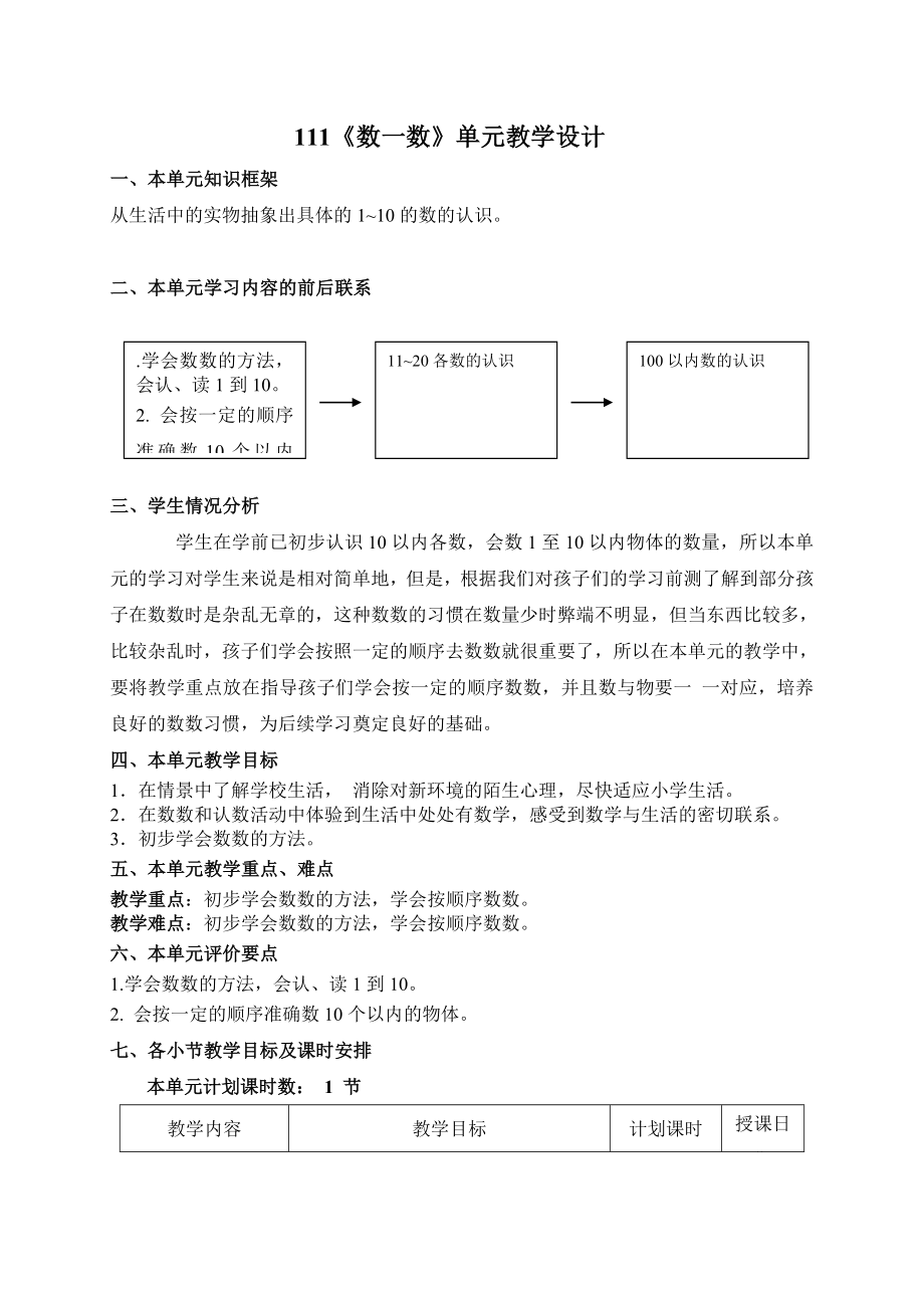 最新数一数单元教学设计汇编.doc_第1页