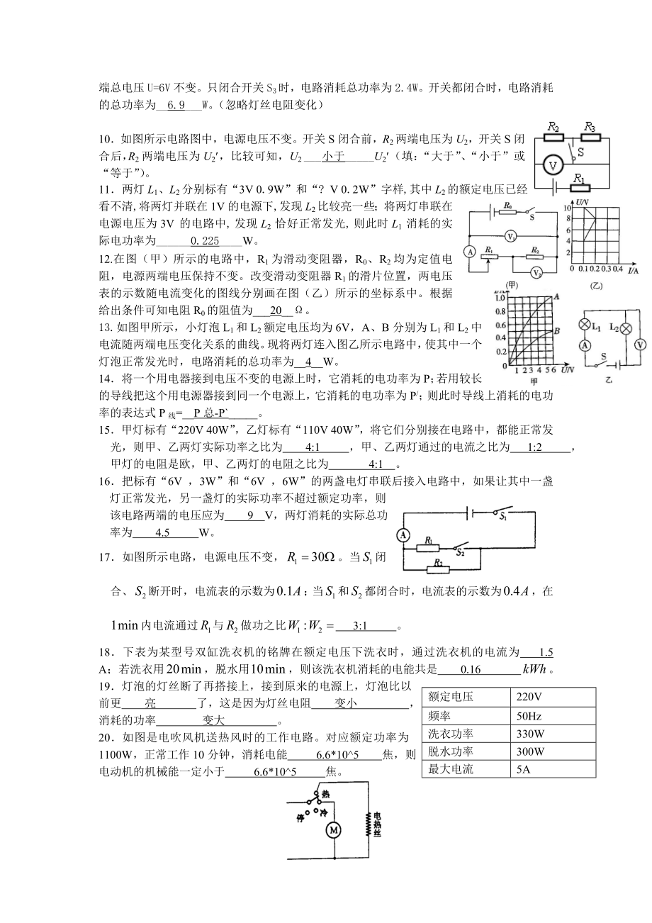 最新电功率经典练习题(附答案)汇编.doc_第2页