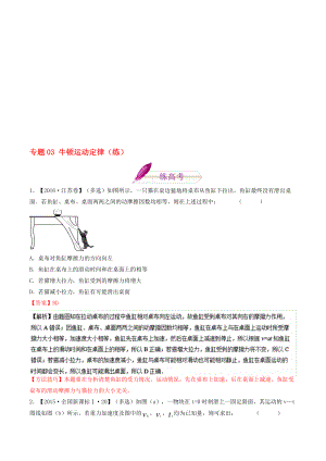 高考物理二轮复习 专题03 牛顿运动定律练含解析1..doc