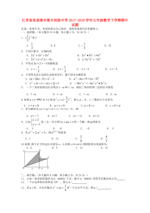 江苏省张家港市梁丰初级中学七年级数学下学期期中试题苏科版0620374.doc