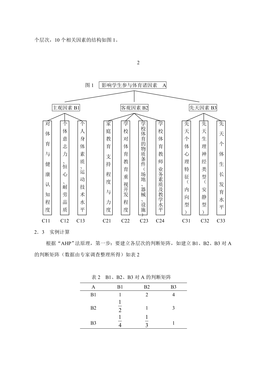 体育论文：影响学生参与体育诸因素的的AHP法研究与分析名师制作精品教学资料.doc_第3页