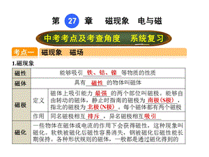 【点拨中考】2018年中考物理（全国版）总复习课件第二十七章磁现象电与磁（共33张PPT）.ppt