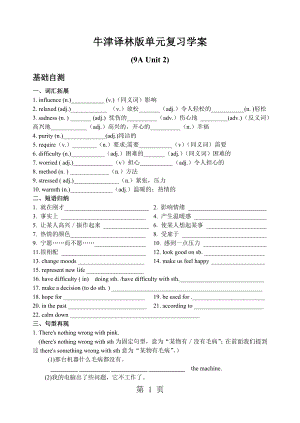 牛津译林版单元复习学案(9A Unit2)文档资料.doc