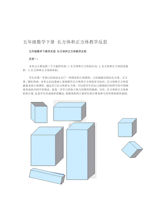 五年级数学下册长方体和正方体教学反思[精选文档].doc