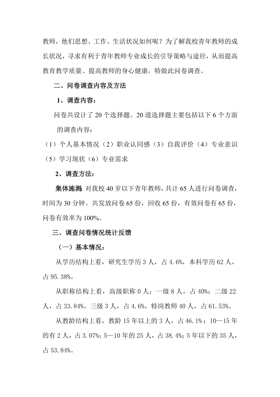 中学青年教师专业成长问卷调查报告名师制作精品教学资料.doc_第2页