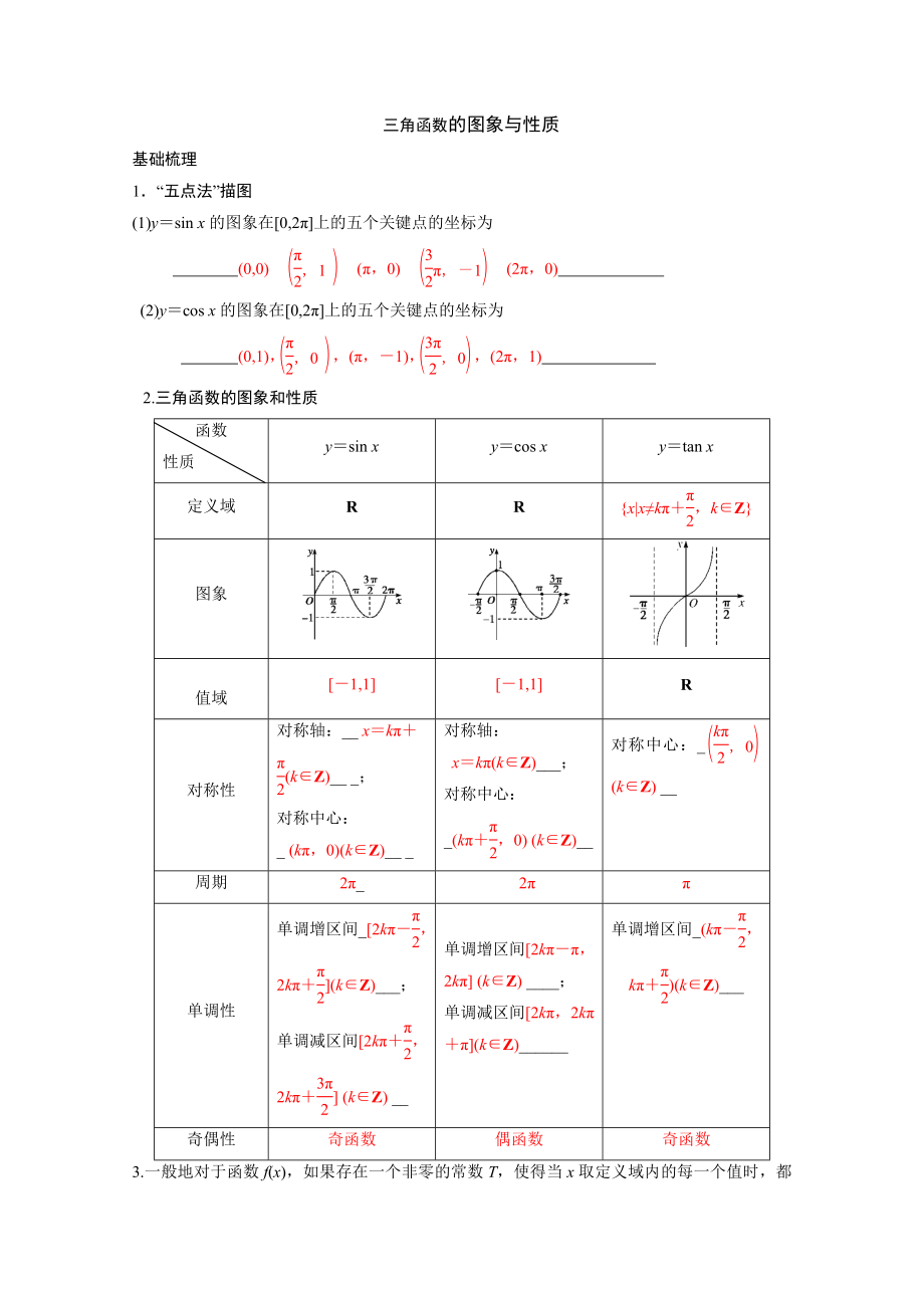 最新三角函数的图像与性质知识点及习题汇编.doc_第1页