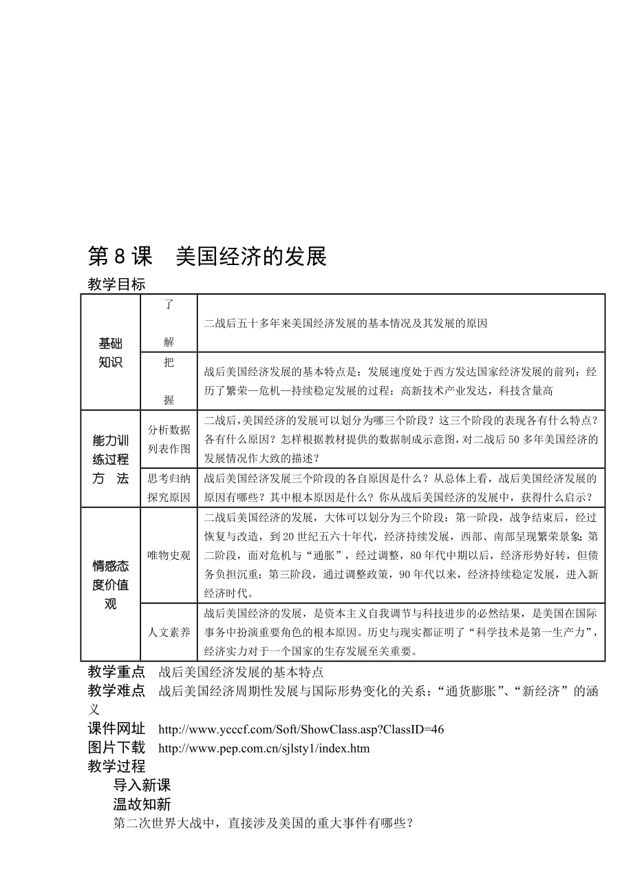 最新08美国经济的发展名师精心制作资料.doc_第1页