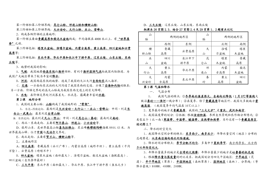 最新八年级地理上册复习提纲重新整理版汇编.doc_第3页