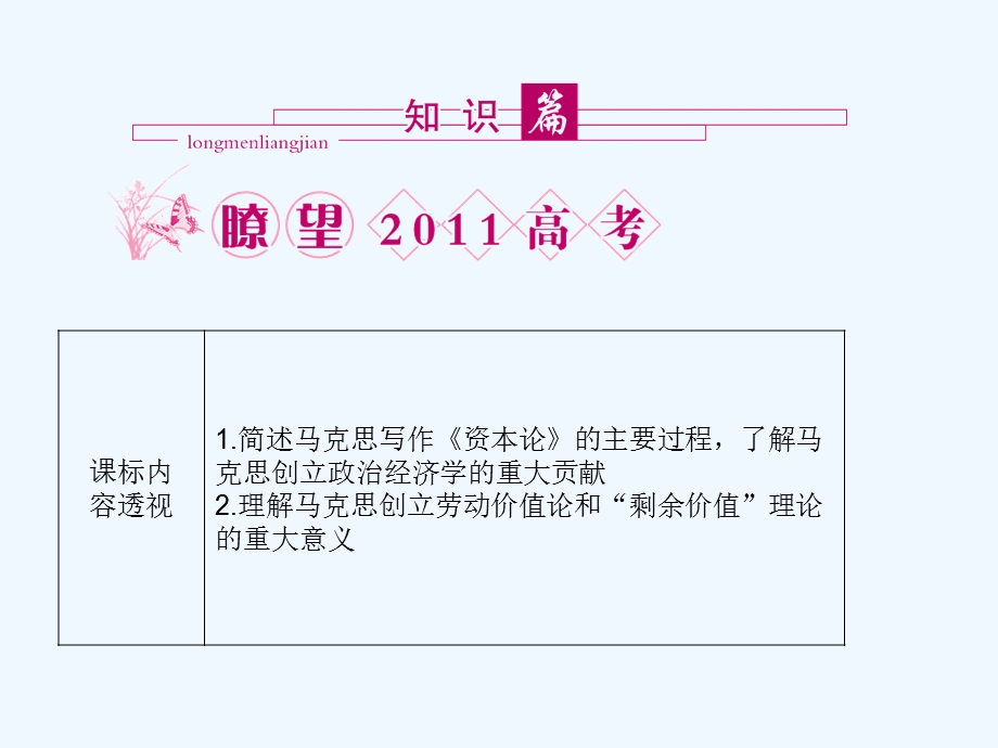 【龙门亮剑】2011高三政治一轮复习 专题2 马克思主义经济学的伟大贡献课件 新人教版选修2.ppt_第2页