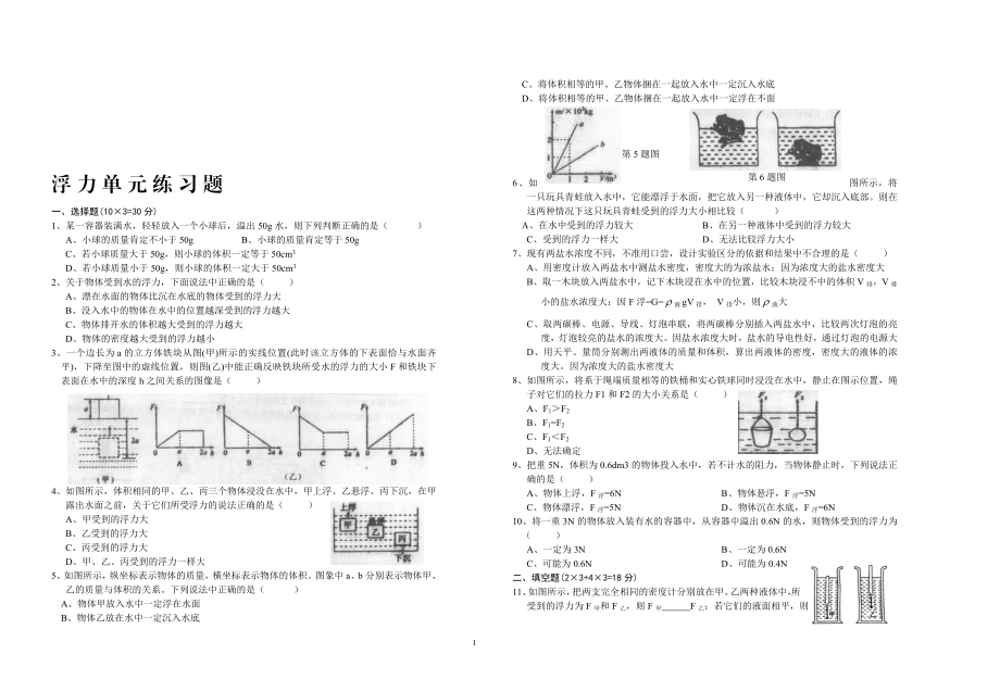 浮力单位练习题[精选文档].doc_第1页