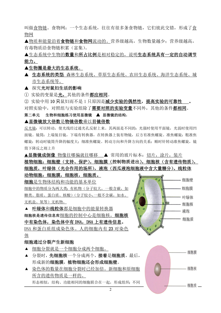 人教版生物七年级上册复习提纲肖鹏[精选文档].doc_第2页