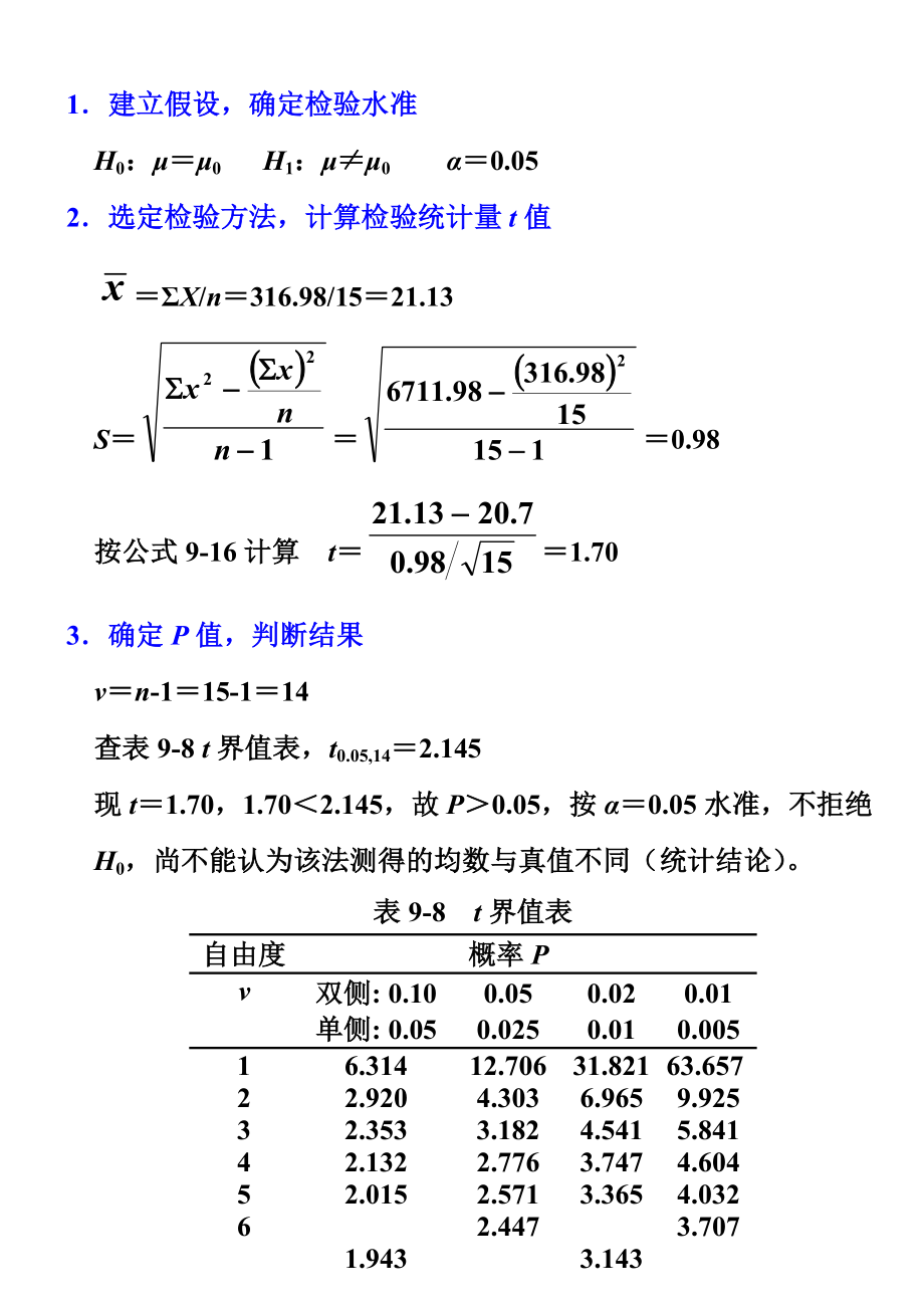 最新t检验和u检验 统计学汇编.doc_第2页