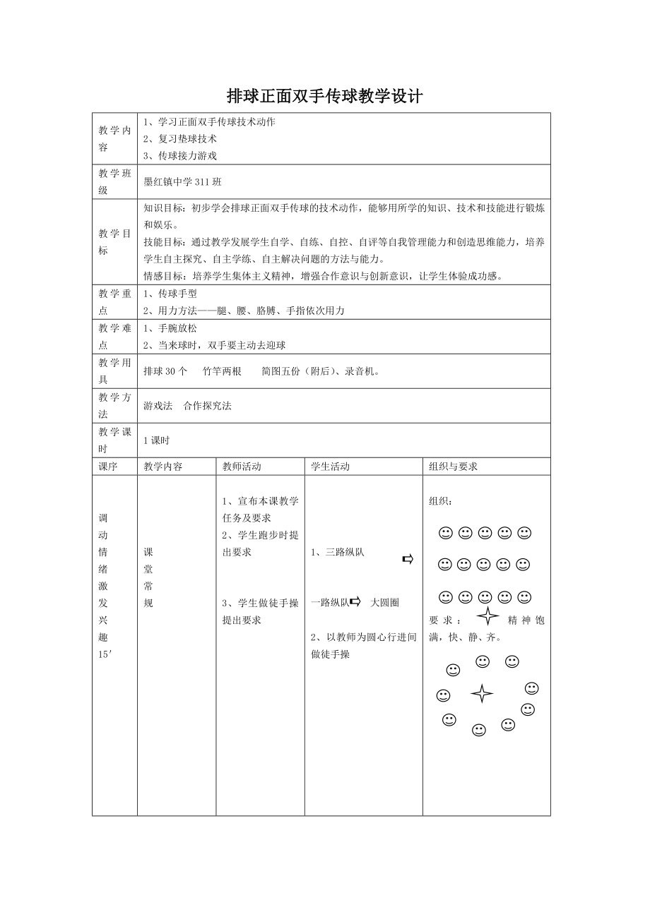 最新排球正面双手传球教学设计汇编.doc_第2页