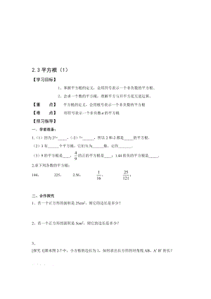 最新2.3.1平方根名师精心制作资料.doc