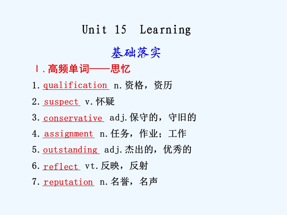 【安徽】2011高三英语一轮复习 Unit 15 Learning精品课件 北师大版.ppt_第1页