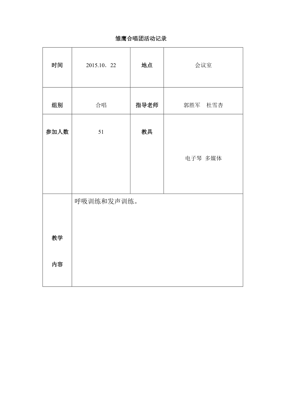 最新辛店镇实验学校雏鹰合唱团第二次活动记录及照片汇编.docx_第1页