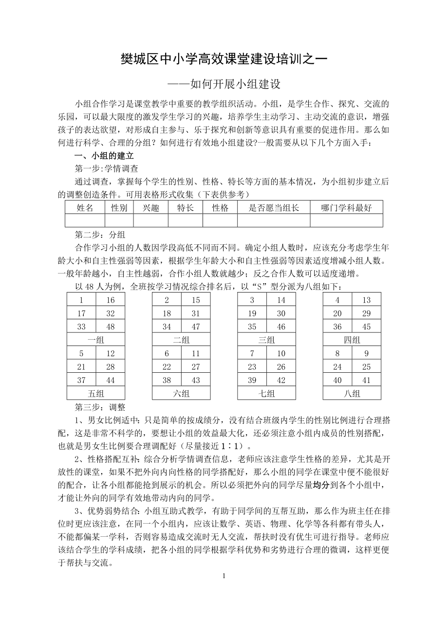 樊城区中小学高效课堂建设培训之一.doc_第1页