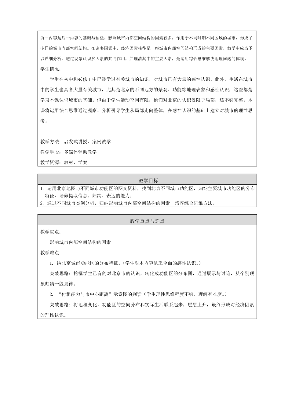 最新城市内部空间结构教学设计终版汇编.doc_第2页