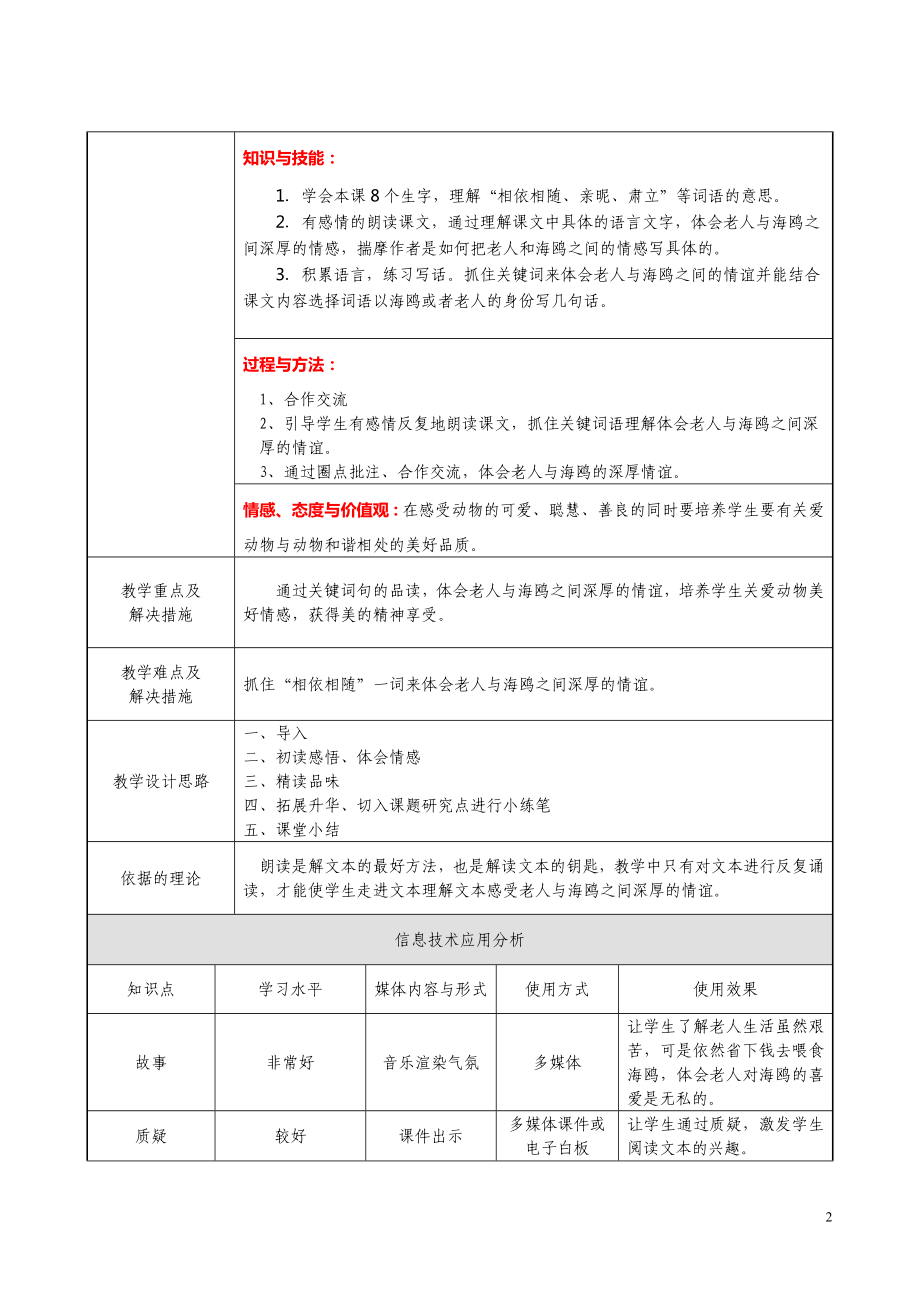 21、老人与海鸥教学设计与实践案例[精选文档].doc_第2页