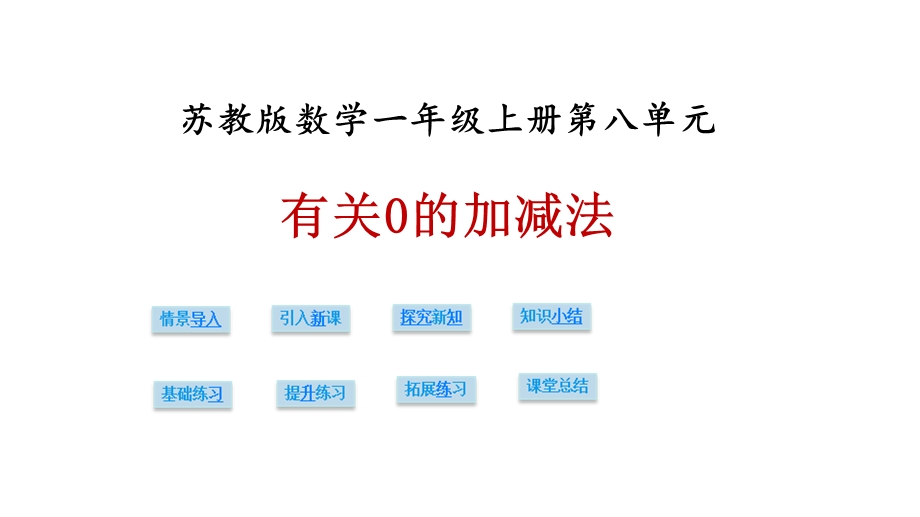 一年级上册数学课件－第八单元第三课时有关0的加减法∣苏教版 (共17张PPT)教学文档.ppt_第1页