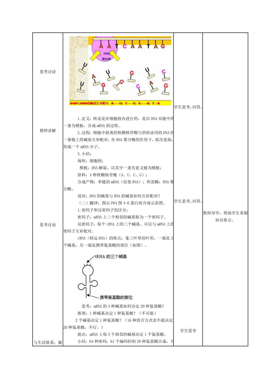 基因指导蛋白质的合成教学设计[精选文档].doc_第3页