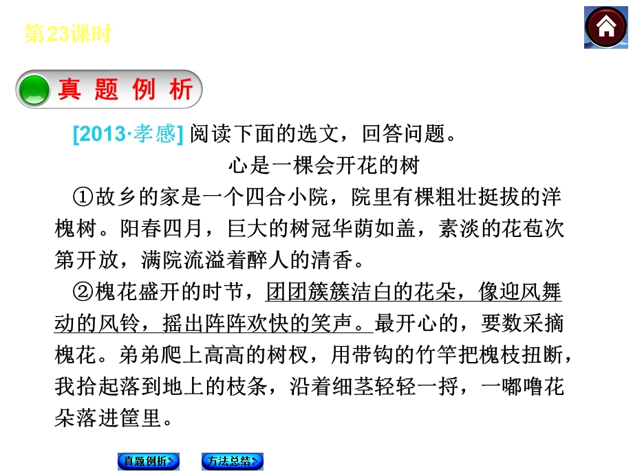 【中考复习方案】2015中考（河北专版）九年级语文专题复习课件：现代文阅读+专题23+感知文章大意理清行文线索（共20张PPT）.ppt_第2页