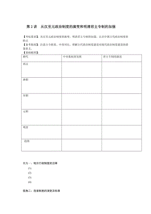 最新学案考点二从汉至元政治制度的演变和明清君主专制的加强汇编.doc