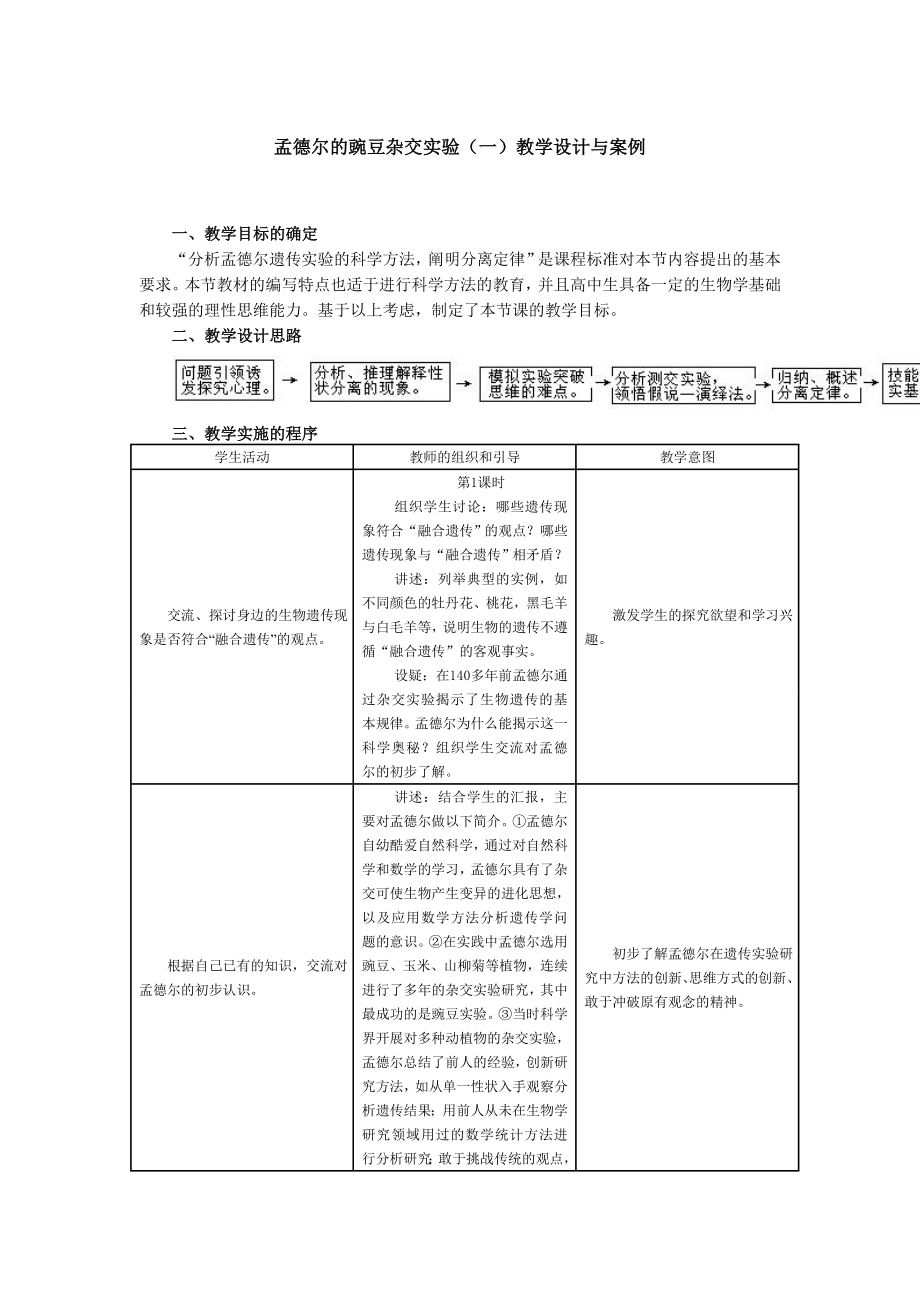 最新1.1孟德尔的豌豆杂交实验教学设计与案例1汇编.doc_第1页