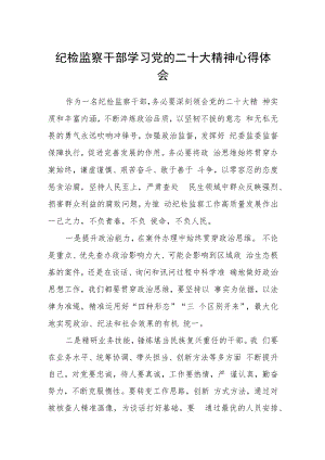 2023纪检监察干部学习党的二十大精神心得体会合篇【三篇】.docx