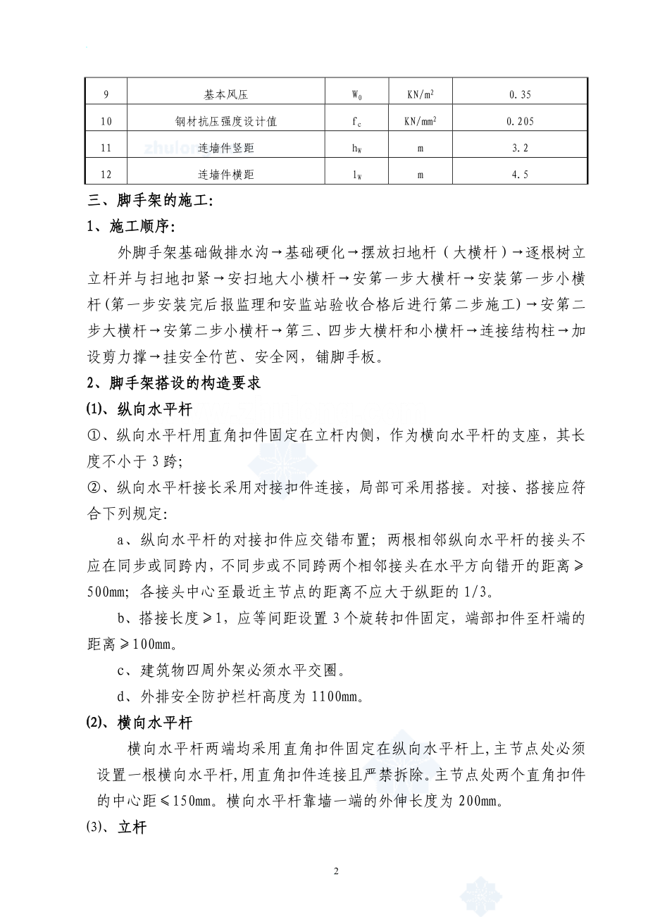 lu某十八层短肢剪力墙框架结构工程脚手架方案(全封闭落地双排脚手架)secret.doc_第2页