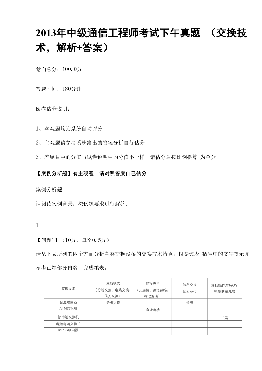 2013年中级通信工程师考试下午真题.docx_第1页