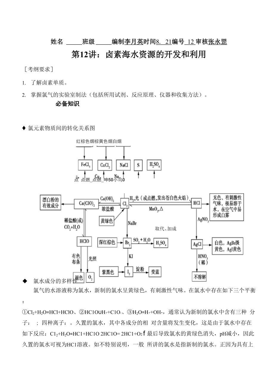 12讲 卤素 海水资源的开发和利用.docx_第1页