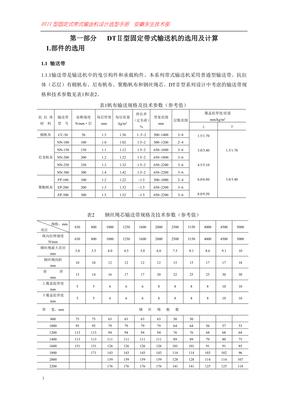 ll毕业设计论文：DTII型固定式带式输送机设计选型手册40991.doc_第1页