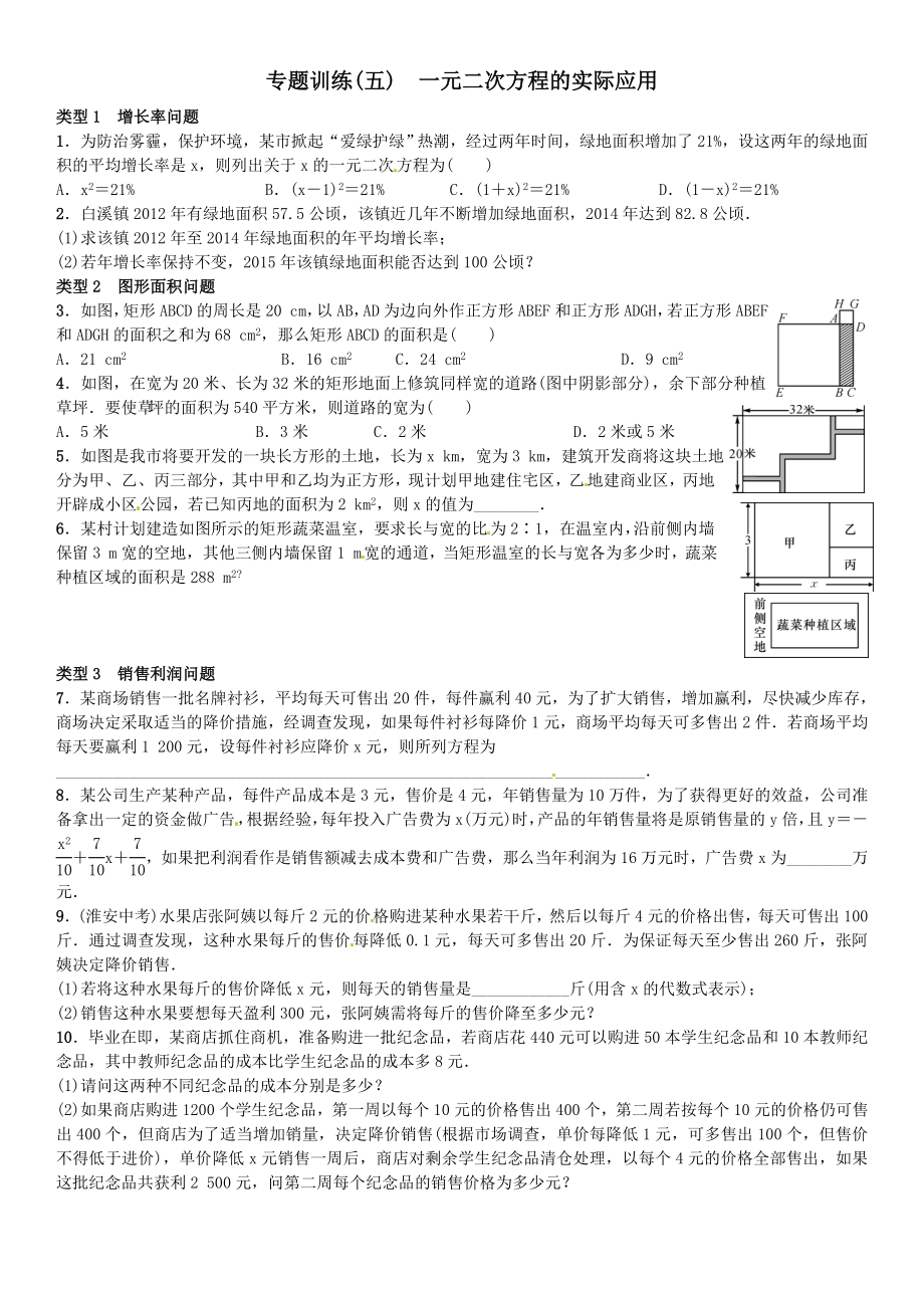 一元二次方程的应用专项自选.doc_第1页