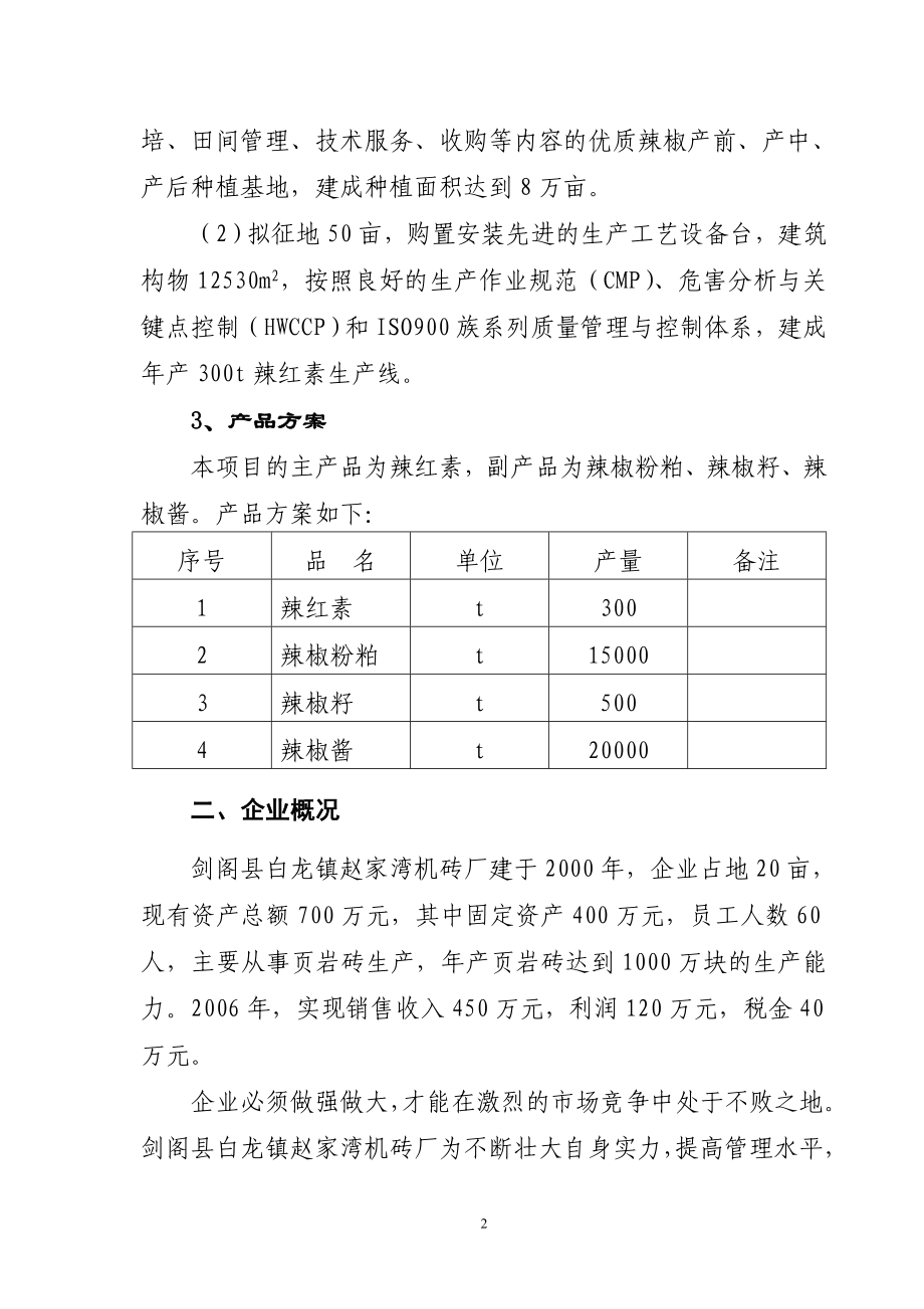 年产300吨辣红素生产线项目可行性研究报告.doc_第2页