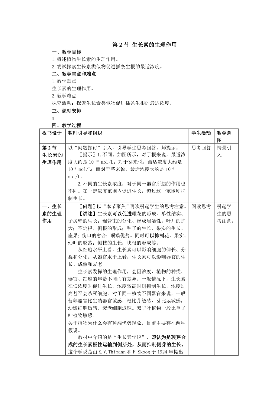 3.2生长素的生理作用教学设计张冬妹.doc_第1页