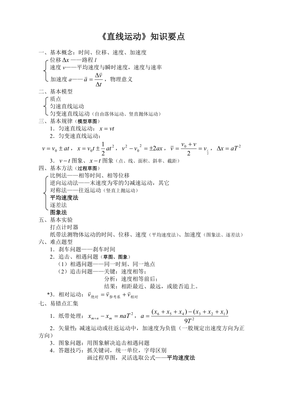 运动学、动力学知识要点.doc_第1页