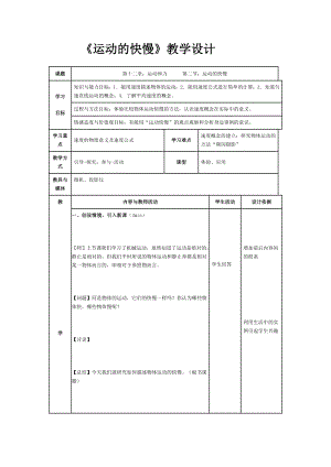 运动的快慢教学设计 .doc